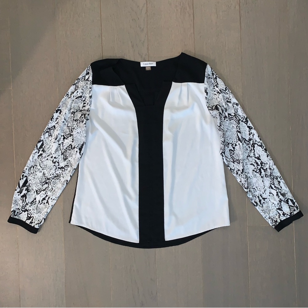 Calvin Klein Snake Print Long Sleeve Blouse